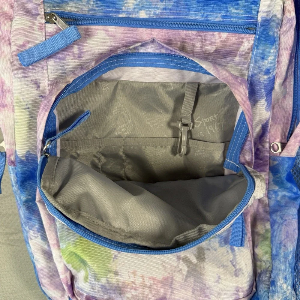 JanSport Big Student Tie Dye Backpack Blue Purple Pink School Bookbag Mesh